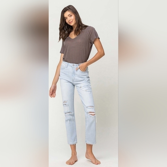 VERVET BY FLYING MONKEY Denim - VERVET by Flying MonkeySuper High Rise Distressed Crop Straight Jeans Sz. 31